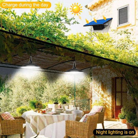 Andowl Set of 2 Hanging Solar Lights 1.8W 90lm Cold White 6000K with Photocell and Remote Control IP65