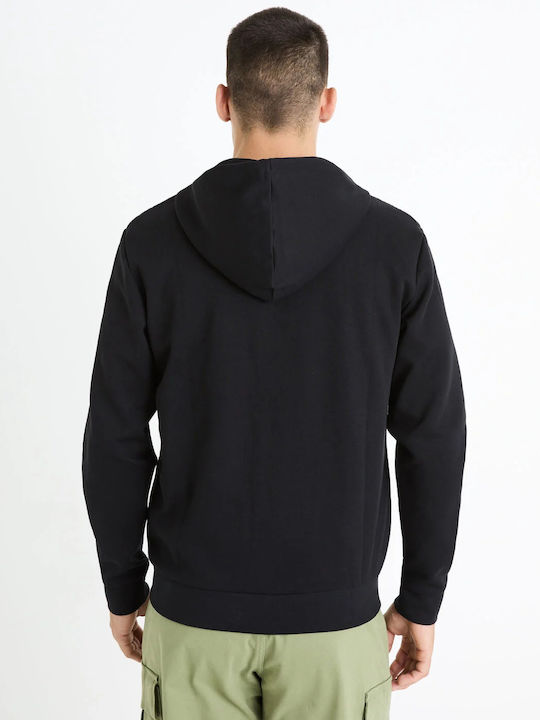 Celio Men's Sweatshirt Jacket BLACK