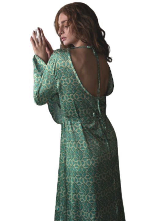 La Chaîne Maxi Φόρεμα Σατέν Green