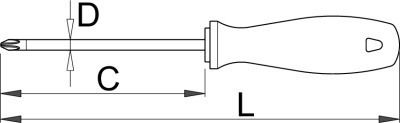 Unior PH0x60mm Screwdriver Cross Size PH0x60mm