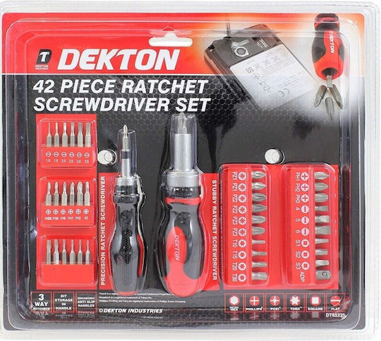 Dekton DT65235 Screwdriver Ratchet with 42 Interchangeable Tips