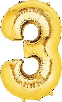 Balloon Foil Jumbo Number 3 Gold 86cm