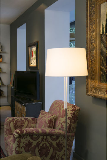Faro Barcelona Volta Stehlampe Höhe 151xLänge 45cm mit Lampenbirnensockel E27 Nickel Matt