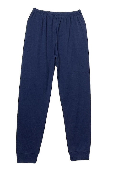 Lovelx Homewear Winter Damen Pyjama-Set Baumwolle Blue with Blue