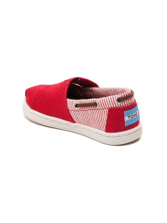 Toms Espadrile pentru Copii cu închidere Hoop & Loop Roșii