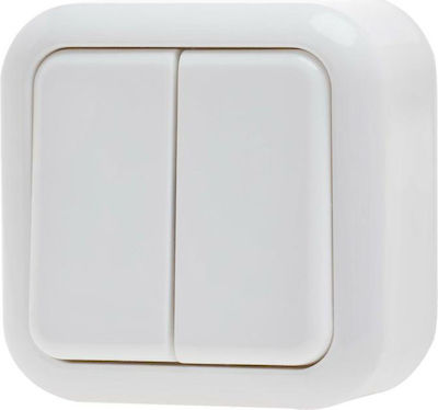 Geyer IP20 External Electrical Lighting Wall Switch with Frame Basic White