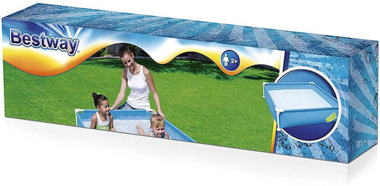 Bestway Παιδική Τετράγωνη Πισίνα PVC 365lt με Μεταλλικό Σκελετό 122x122x30.5εκ. Μπλε