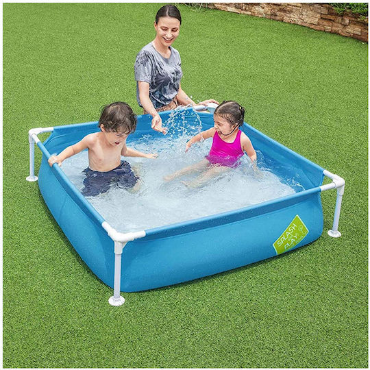 Bestway Παιδική Τετράγωνη Πισίνα PVC 365lt με Μεταλλικό Σκελετό 122x122x30.5εκ. Μπλε