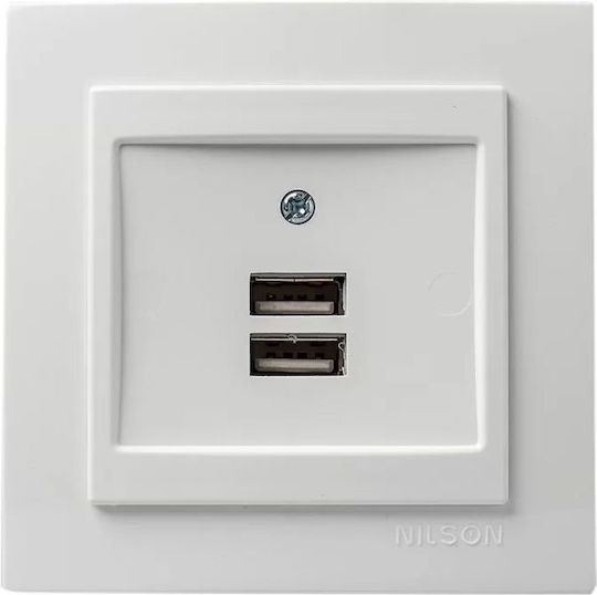 Geyer Nilson Antibacterial Gemauerte Steckdose mit 2 USB-Anschlüssen Weiß