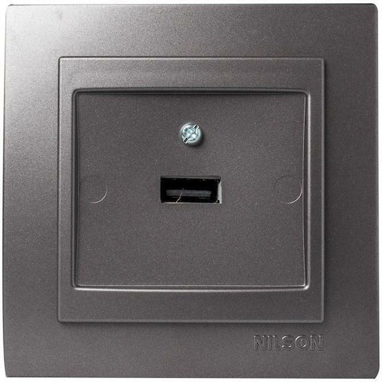 Geyer Nilson Χωνευτή Πρίζα με 1 Θύρα USB Γκρι