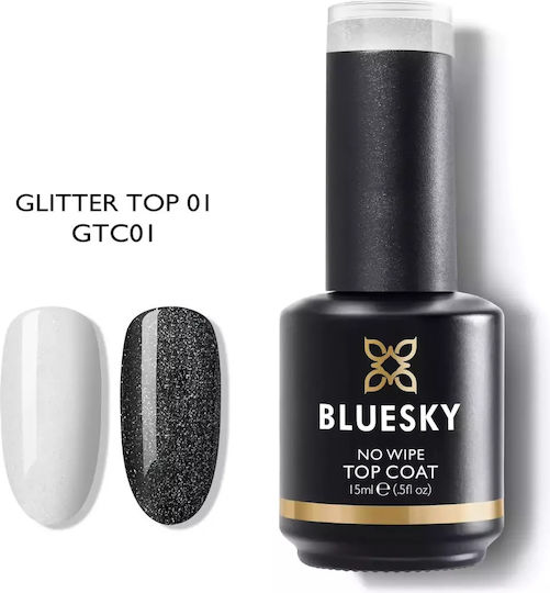 Bluesky Glitter Топ покритие за Полу-перманентни Лакове 15мл