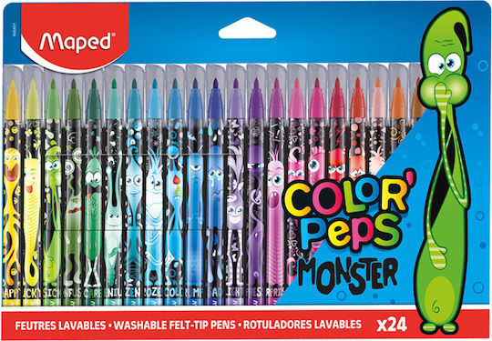 Maped Color'Peps Monster Washable Drawing Markers Thin Set 24pcs