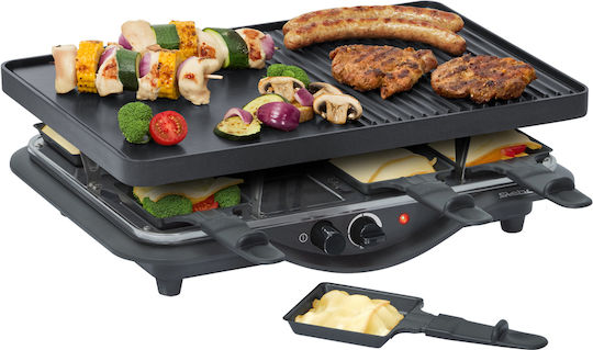 Steba RC 28 Tabletop Electric Grill Raclette Aluminium Smooth and Ribbed Plate 1400W with Adjustable Thermostat 45cmx30cmcm