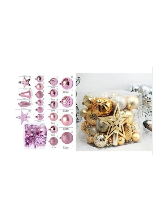 Christmas Ball Ornament Pink 45pcs