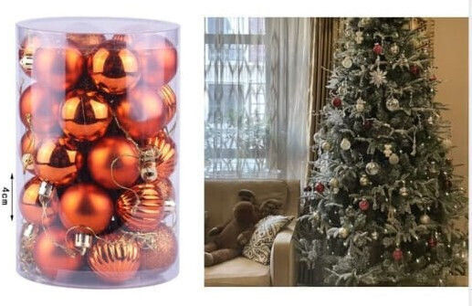 Hanging Ball Ornament Ornament Plastic Orange 4cm Set 34pcs