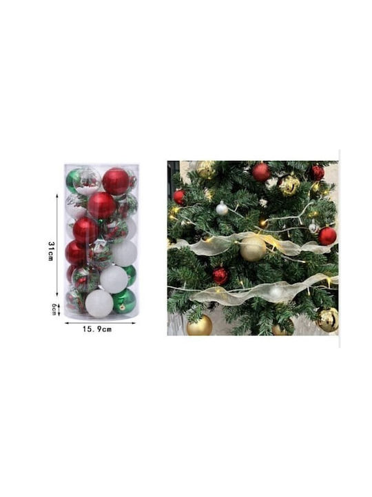 6cm Ornament de Crăciun Bilă Multicolor cu Pulbere de Aur cu Paiete Set 30buc