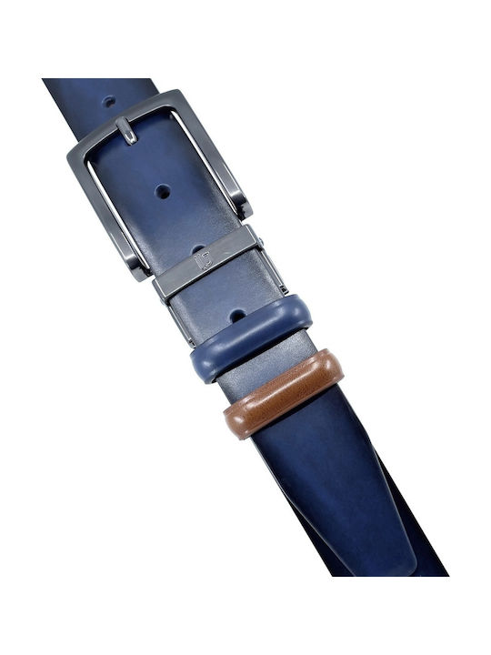 With Dark Nickel Buckle Men's Belt Leather Double Sided ABLUE-NICKEL
