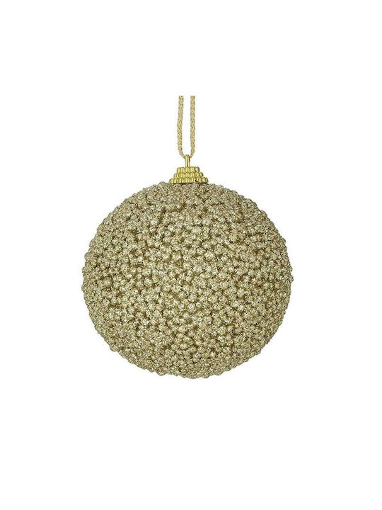 Inart Weihnachtshänger Kugel Ornament Plastik Gold 8cm