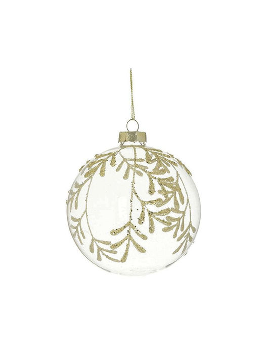 Inart Weihnachtshänger Kugel Ornament Glas Weiß 10cm