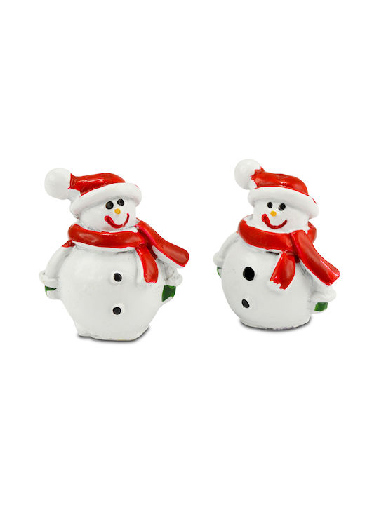 Meyco Christmas Snowman Ornament White 2.5x3cm 2pcs