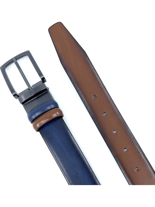 With Dark Nickel Buckle Men's Belt Leather Double Sided ABLUE-NICKEL