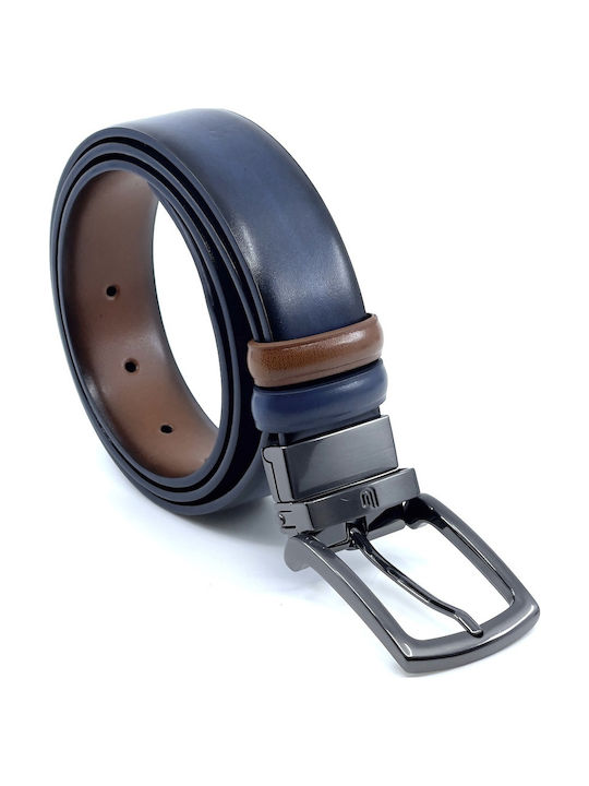 With Dark Nickel Buckle Men's Belt Leather Double Sided ABLUE-NICKEL