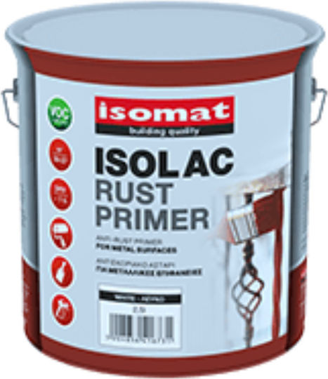 Isomat Isolac Rust Primer Primer Amorsă anticorozivă pentru suprafețe metalice Alb Potrivit pentru Metal 0.75lt