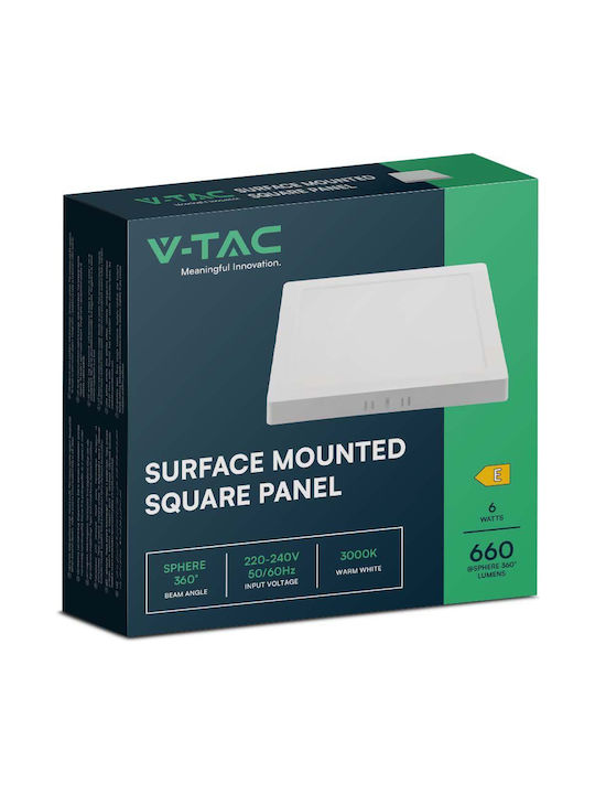 V-TAC Pătrat Metalic Spot Încorporat cu LED Integrat și Lumină Alb Cald Alb 12.08x12.08cm. 1buc