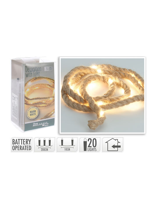 20 Λαμπάκια LED 2μ. Θερμό Λευκό Μπαταρίας σε Σειρά 20 Λαμπάκια LED 2μ. Θερμό Λευκό Μπαταρίας σε Σειρά