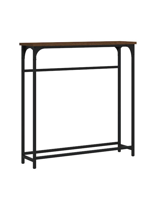 Console Table Wood & Metal Brown Oak L75xW19.5xH75cm