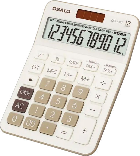 Osalo OS-130T Calculator Accounting 12 Digits in White Color 1pcs