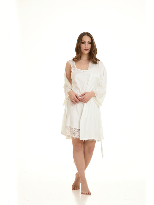 Zen by Daisy Winter Women's Satin Robe with Nightdress MORE