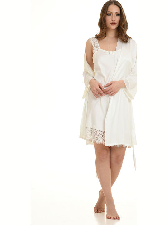 Zen by Daisy Winter Damen Satin,σατεν Robe mit Nachthemd Graphite Zen by Daisy Winter Damen Satin,σατεν Robe mit Nachthemd Graphite