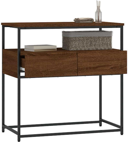 Console Table Wood & Metal Brown Oak L75xW40xH75cm