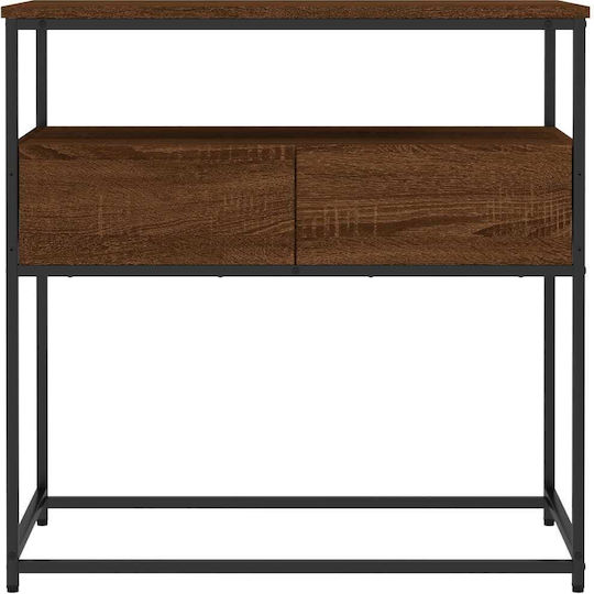 Console Table Wood & Metal Brown Oak L75xW40xH75cm
