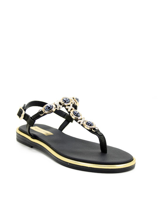 Mariella Fabiani Flats Παντόφλες Women's Flat Sandals in Black Color