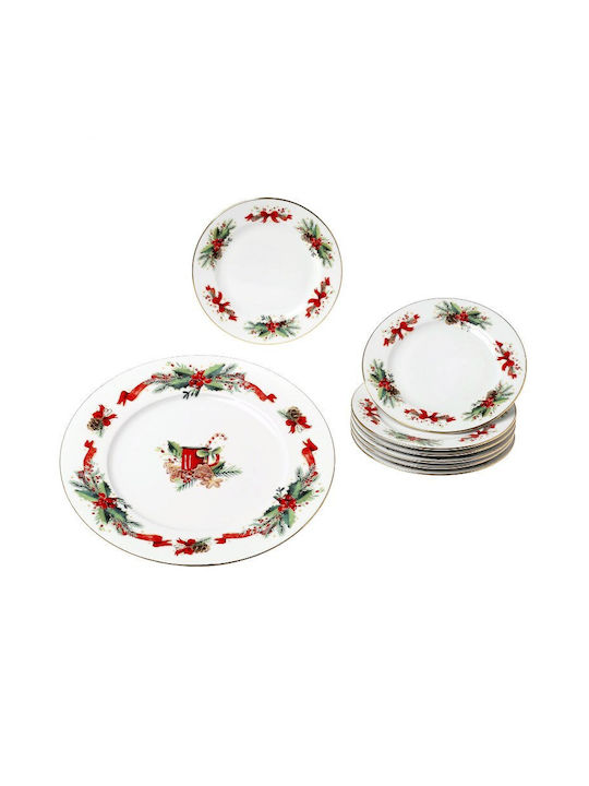 Cryspo Trio Christmas Porcelain Dinnerware Ornament 7pcs