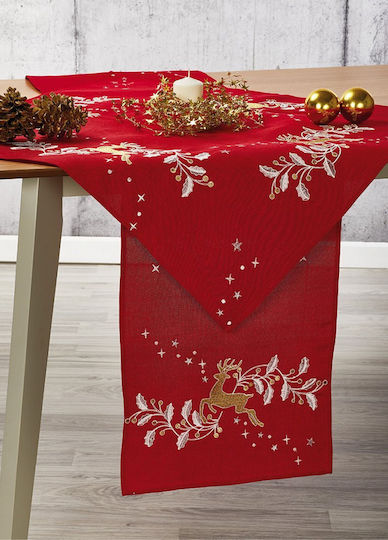 Whitegg Christmas Tablecloth Runner Fabric Red L175xW40cm.