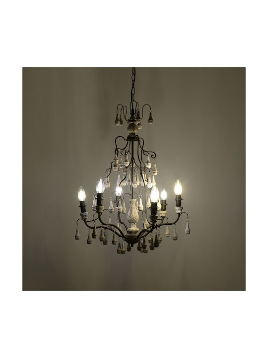 Inart Kronleuchter Ø53cm mit Kerzenleuchtern Silber Inart Kronleuchter Ø53cm mit Kerzenleuchtern Silber