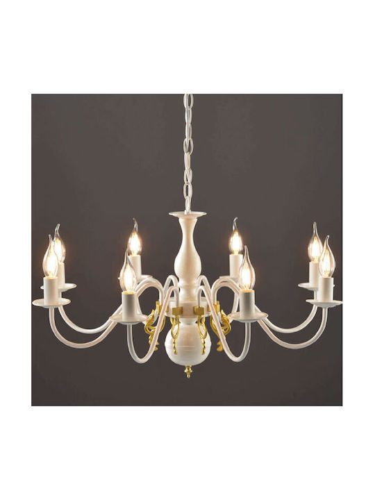 Aca Velvet Πολυέλαιος 12xE14 με Κεράκια Λευκός DLA120012P
