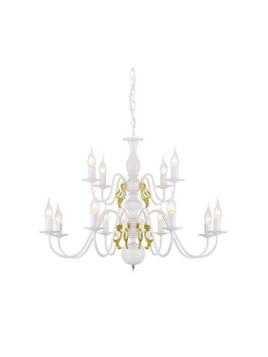 Aca Velvet Πολυέλαιος 12xE14 με Κεράκια Λευκός DLA120012P