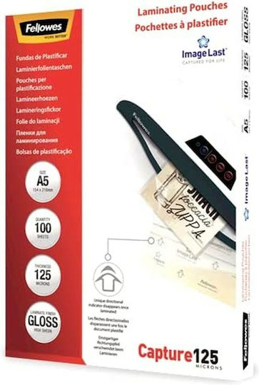 Fellowes Fellowes Laminating Sheets Glossy A5 125 Microns 100 Pieces
