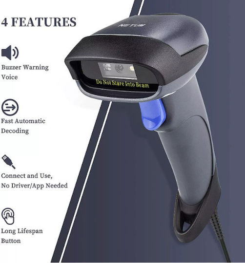 Netum Netum NT-M8 Scanner Χειρός Ενσύρματο με Δυνατότητα Ανάγνωσης 2D και QR Barcodes