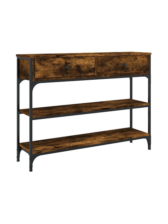 Console Table Wood & Metal Καπνιστή Δρυς L100xW25xH75cm