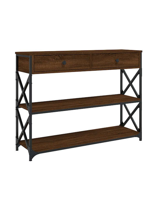 Console Table Wood & Metal Καφέ Δρυς L100xW28xH75cm