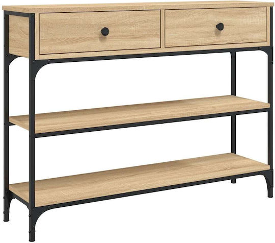 Console Table Wood & Metal Sonoma Oak L100xW25xH75cm