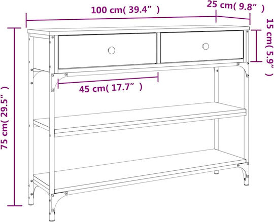 Konsole Sonoma Oak L100xB25xH75cm