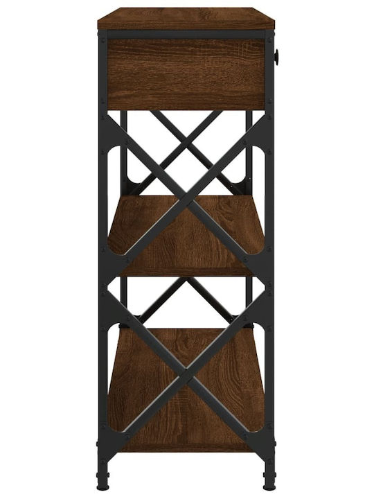 Console Table Wood & Metal Brown Oak L75xW28xH75cm