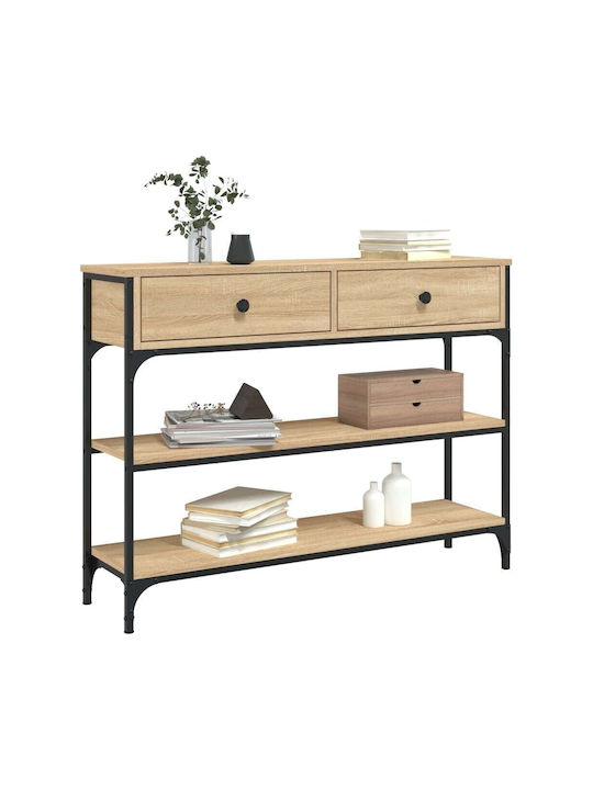 Console Table Wood & Metal Sonoma Oak L100xW25xH75cm
