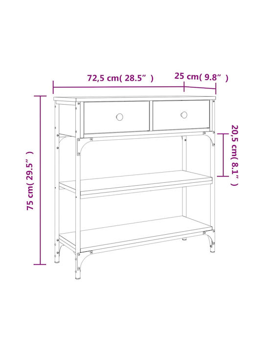 Console Table Wood & Metal Smoky Oak L72.5xW25xH75cm